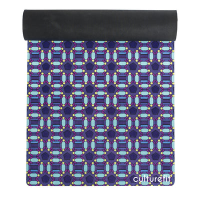 Culture Fit Blue Ankara Yoga Mat Top View