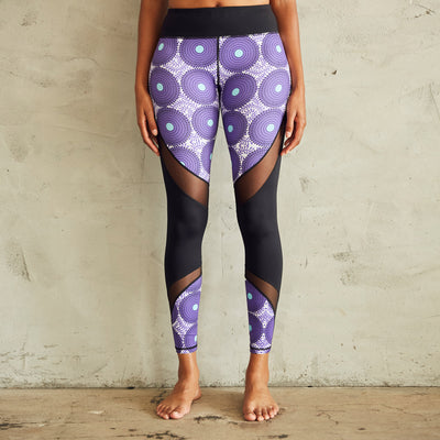 Culture Fit Purple Ankara Leggings Front View