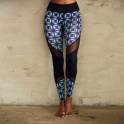 Culture Fit Blue Ankara Leggings Front View